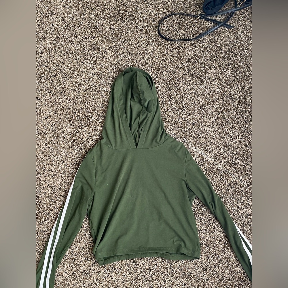 Feathers Green Hoodie with White Stripes